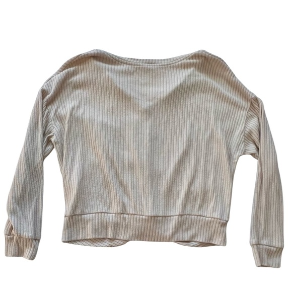 Beige Lush Ribbed Wrap Sweater - Picture 4 of 4